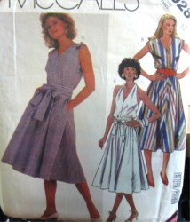 2028 1985 SLVLSS FLARE BIAS HALTER DRESS, TIE BELT PATTERN 12